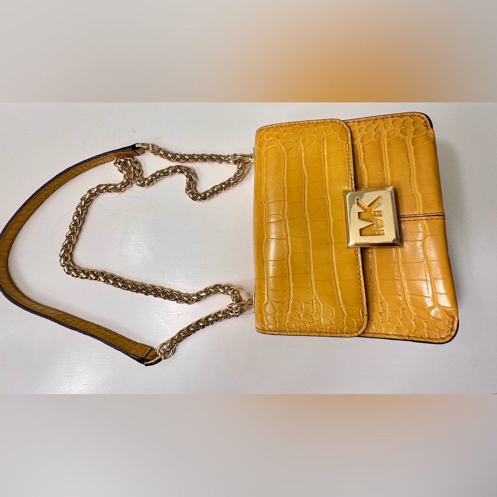 Michael Kors Yellow Croc-Embossed Shoulder Bag - Picture 10 of 15